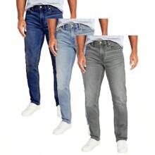 3-Pack Men's Flex Stretch Slim Straight Jeans - Dark Blue - Light Blue - Grey - View 1