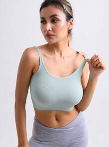 Women Seamless Casual Sports Camisole, Sexy Open Back Spaghetti Strap, Suitable For Summer Exercise