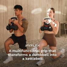 Convertidor de mancuernas Jayflex Hyperbell - Convierte mancuernas en barra y kettlebell para fitness en el hogar - Ajustable y con capacidad de hasta 200 lb para levantamiento de pesas - Pesa rusa - Ver 2