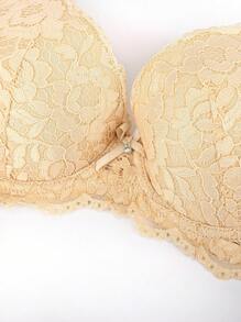 Women's Sexy Lace Push-Up Lingerie Bra, Cleavage & Side Support, Adjustable Straps, Minimizes Sagging, Nude Color Bridal Lingerie Bra