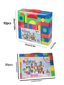 46/92 块泡沫积木、创意益智 EVA 泡沫积木玩具、儿童玩具、柔软、可堆叠积木、男孩/女孩的 STEM 礼物、颜色随机、感恩节/圣诞节礼物房间装饰、大泡沫积木、儿童玩具、儿童卧室、泡沫玩具砖结构、大男孩房间、巨型木制井字游戏 - EVA泡沫積木 - 查看 7