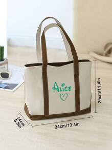 1/2Pcs Custom Boat Tote Bag, Customized Embroidered Name Bridesmaid Tote Bags, Customizable Women Tote Bag, 34x29cm, Green/Black/Pink/Khaki, Personalized Birthday Gift, Canvas Tote Bag, Custom Text Tote, Bachelorette Gift Shopping Bag, Wholesale Tote Bag, For Her Girlfriend, Family, Friends, Women, Rookies & White-Collar Workers For Anniversaries, For Birthdays, For Holiday/Vacation, For School, For Business/Commute/Work/Office - Multicolor - View 3