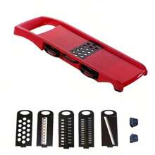 6/16 件套厨师刀、多功能水果切片机、食物切碎机、蔬菜切丝机、刀架、洋葱切碎机、可更换刀片切碎机、土豆厨房必备品 - 紅色 - 查看 8