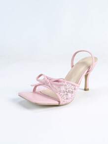 Women's Square Toe High Heel Sandals, Light Pink, Fashionable Versatile Sexy, Suitable For Party Dress, Elongates Legs - Baby Pink - View 6