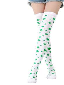 1set Irish Celebration Knee High Leg Warmers With Clover Accessories, St.Patrick's Day Party Outfit Prom - Multicolor - View 8