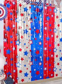 4th Of July Decorations,1/2/3 Packs Red White And Blue Tinsel Foil Fringe Curtains,Independence Day Photo Booth Backdrop,America Star Metallic Door Streamers For Patriotic Party Memorial Day Labor Day - Multicolor - View 9