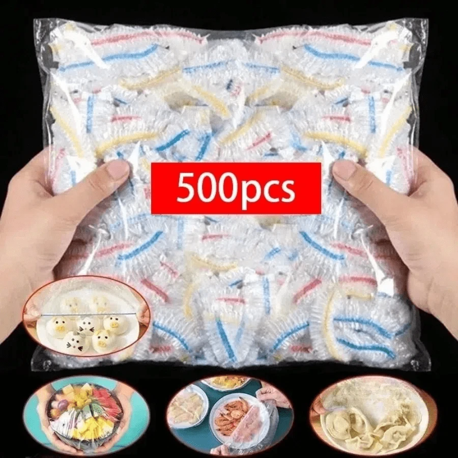 100个装 一次性食品保鲜膜套 淋浴喷头套 多用途一次性收缩袋 一次性鞋套 加厚厨房保鲜膜 家用冰箱冷藏食品保鲜罩 弹力伸缩罩套 - 彩色 - 查看 1