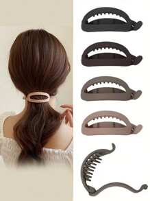 Elegant Ponytail Claw Clip, Simple & Stylish Hair Accessories For Women, Banana Hair Clips,Flat Hair Clips For Women Girls Hair Accessories For Thick Thin Curly Hair Small Hair Clips For Ponytail,Suitable For Fall Decor, Indoor, Outdoor, Dating, Daily Life, Gift Giving,Work And Shower Home Bathroom Decor Back To School Hair Accessories - Multicolor - View 6