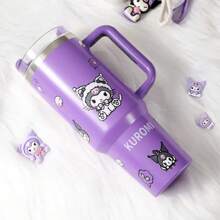 Sanrio [Tasse Sanrio Kuromi] 1 pièce tasse isotherme en acier inoxydable Sanrio Kuromi avec couvercle et paille, tasse à café réutilisable ronde de 40 oz pour boissons d'été et d'hiver, accessoires de voyage et cadeaux pour la rentrée scolaire