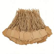 25/50/100pcs Kraft Paper Gift Tags With Jute Ropes, Suitable For Weddings, Birthdays, Holidays, Party Favors, Handmade Packaging, DIY Gift Decorations And Hanging Decorations.