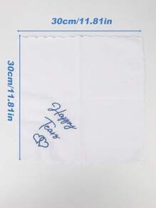 1/4 件婚礼手帕，带扇贝花边的刺绣手帕，婚礼当天新娘的蓝色趣味手帕，新娘母亲的礼物，夏季生日海滩，返校学校用品，房间装饰 - 彩色 - 查看 10