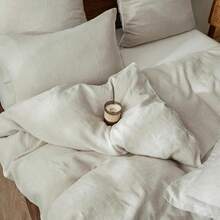 2 fundas de almohada de lino 100 % francés, color liso, lino natural, suave, transpirable, lino, 20 x 26 pulgadas