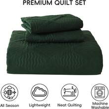 Juego de edredón verde esmeralda, colcha ligera, tamaño King, diseño de diamante ultrasónico, colcha de microfibra suave para todas las estaciones, estilo moderno, juego de funda de cama de 3 piezas - Verde esmeralda-diamante - Ver 8