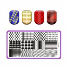 美甲印花板花叶心形印花模板几何蕾丝字母线条主题美甲不锈钢板转印图像板美甲工具 - 藍色 - 查看 2