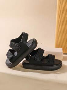 1 双经典男女款幼儿凉鞋，百搭简约平底休闲鞋 - 黑色 - 查看 2