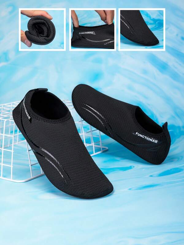 Zapatos de agua negros con textura para niños, zapatillas transpirables para playa/agua para niños y niñas, livianas y cómodas para jugar en la orilla del mar