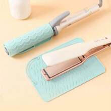 1 pieza Alfombrilla de silicona y estuche de viaje para herramientas de peinado, alfombrilla de silicona portátil resistente al calor para plancha del cabello, rizador, almohadilla aislante antideslizante y resistente al calor para herramientas de peinado, para viajes