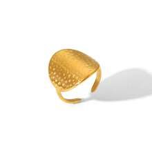 1pc Stainless Steel Fashionable Open Ring For Women, 18K Gold Plated Ring