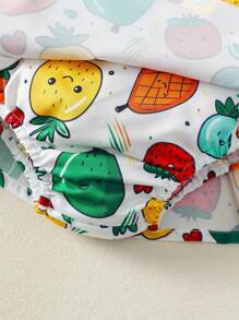 3pcs Infant/Baby Girl Summer Outfit: Fruit Pattern Bodysuit + Fruit Print Skirt + Headband