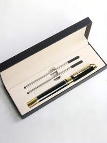1 metalowy długopis, 2 wkłady, zestaw prezentowy w pudełku – personalizowany, ekskluzywny prezent biznesowy dla mężczyzn, prezent na festiwal, luksusowy długopis z pełną obudową na powrót do szkoły, wystrój biura