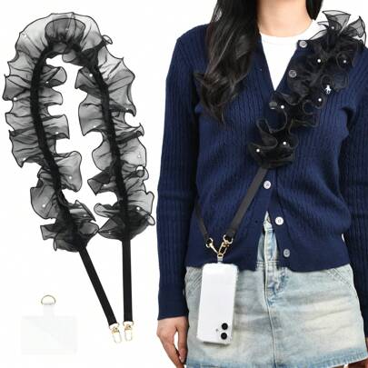 Adjustable Floral Pattern Detachable Lanyard Phone Strap, 120cm Length, Shoulder Strap Compatible With Women Handbag, Universal Phone Model