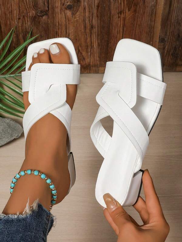 Sandalias de tacón alto blancas para mujer, sandalias casuales y elegantes de moda para damas