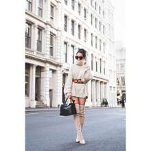 Pour La Victoire Cassie Sandstone Thigh Skin Tight Suede Pointy Stiletto Boots - 砂岩 - 查看 7