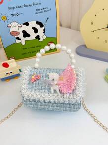 1 件公主风格链条包婴儿珍珠配饰手提包儿童可爱独角兽女孩单肩包，可爱零钱包，肩带休闲舒适，顺滑长款，百搭不挑剔，送给女孩的完美礼物，适合日常玩耍和旅行 - 珍珠手提包 - 查看 13