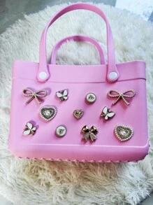 Conjunto de 19 piezas con corazones de cristal, cadena de moños DIY para decorar zapatos, bolsos, pantuflas, sandalias de playa, bolsos con agujeros
