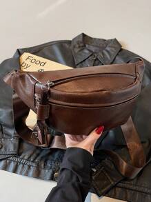 Women Vintage Tassel Minimalist Solid Color Crossbody Bag