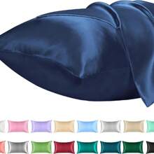 1 funda de almohada de satén para el cabello similar a fundas de almohada de seda para la piel, fundas de almohada suaves y sedosas, regalos para ella o él PJ1S - Marina de - Ver 8