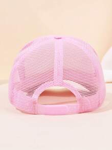 1pc Kid's 26 Alphabet Baseball Cap, Fashion Versatile Casual Sun Hat,Pink Mesh Breathable Trucker Cap, Suitable For Girls Back To School Daily Outfit, Gift