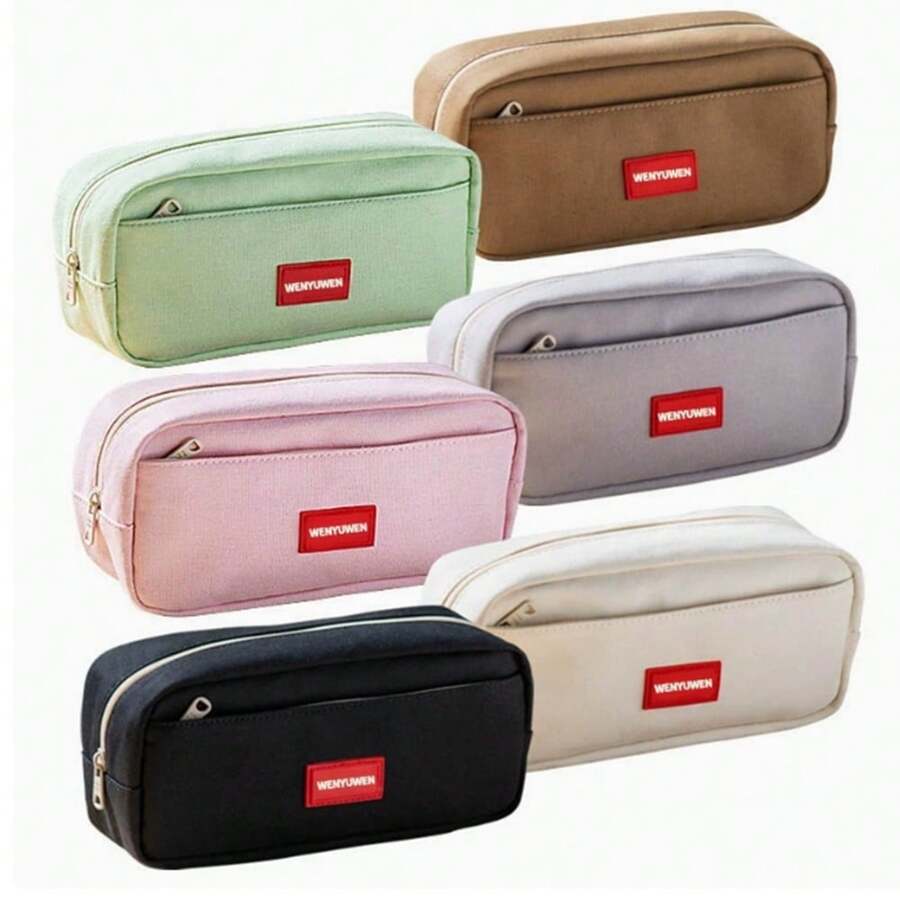 Penar de mare capacitate, culoare solidă, stil simplu, pentru studenți, husă pentru creioane, ghiozdan școlar