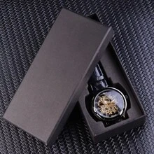 T-WINNER Winner Black Gold Male Clock Men Skeleton Men Watches Top Brand Luxury Leather Wristwatch Men Mechanical Watch