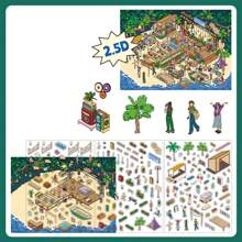 4pcs Infeel.Me PET 2.5D Mini House Scenery Stickers, 'Open Today' Series, Suitable For Gifts, Office, Home, Marking, Labels, Classrooms, Toys, Student Planner Decor, DIY Decorative Stickers