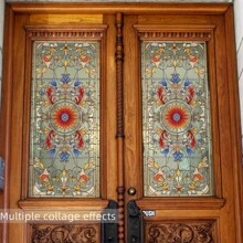 Reusable Modern Static Cling Window Film, PVC Decor Sticker With Floral Pattern For Privacy, Easy To Apply Vinyl Decal, Suitable For Home And Office Decoration - Translucent On Both Sides