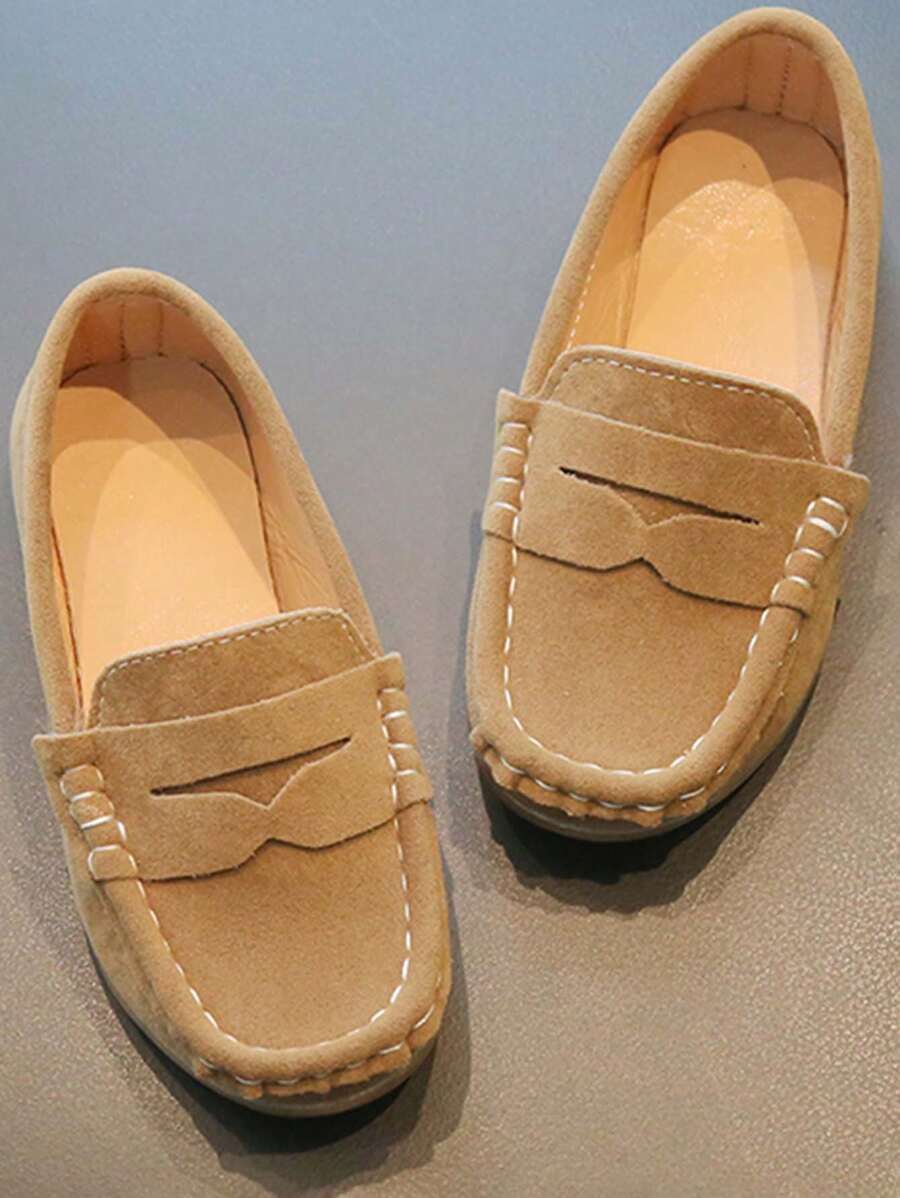 1 Pair Kids Soft Sole Non-Slip Slip-On Casual Loafers, Stitching Design, Suitable For Boys & Girls, Spring & Autumn