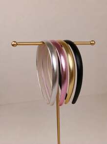 1/20件装欧美新款个性化光滑发箍，复古亮面仿皮头饰，时尚女士1.5/2厘米窄发箍发夹，适合所有季节，适合日常休闲佩戴 - 彩色 - 查看 2