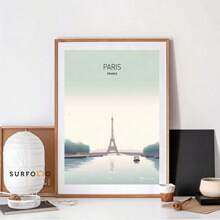 1 pièce Œuvre murale vintage minimaliste rétro, affiches des villes célèbres de différents pays, décoration pour dortoir et maison sans cadre