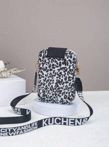New Leopard Print Casual Fashion Tassel Letter Strap Decorated Cross-Body Purse Shoulder Bag