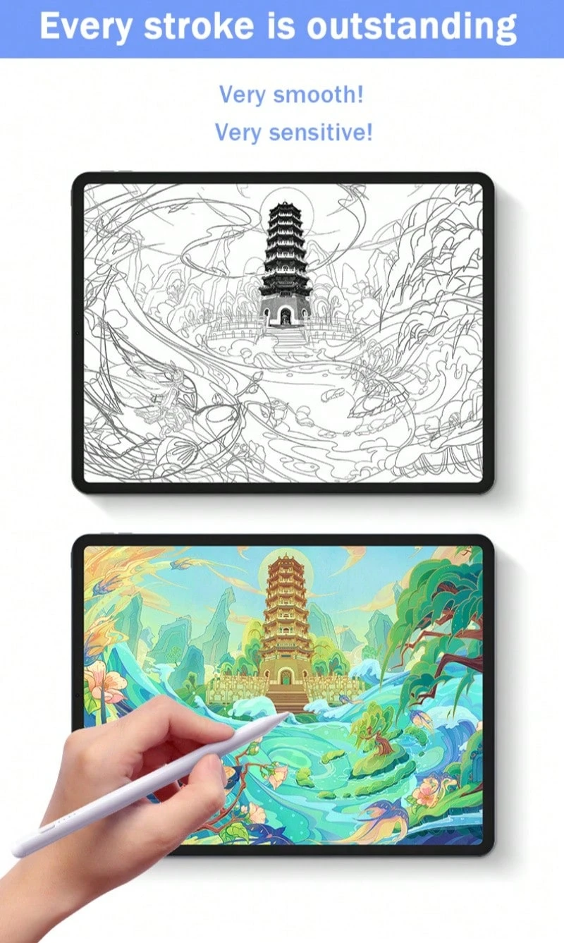 Penna stilo adatta ai bambini per touch screen, penna stilo per tablet compatibile con iPad/Fire/Kindle/iPhone/Android tutti i tablet e i telefoni (blu/giallo