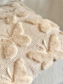 1 pieza Funda de cojín decorativa acolchada de peluche suave con mariposa 3D (solo funda, sin relleno)