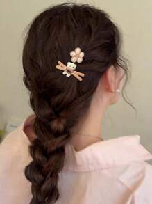 20pcs Women's Fashionable Cute Beige Cartoon Hair Clips, Suitable For Everyday Use, Multiple Styles,Hair Accessories,Hair Barrettes Claw Clips, School Stuff