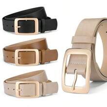 1 Peça Cinto De Pu Com Fivela De Metal Minimalista Feminino, Adequado Para Uso Diário E Combinação Com Várias Roupas