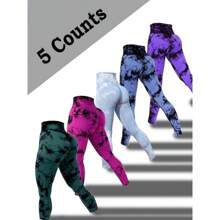 Women's Tie Dye Print Scrunch Sports Leggings, Sport High Waist Seamless Skinny Pants, Women Sport & Outdoor Clothing For Summer, Gym Clothes