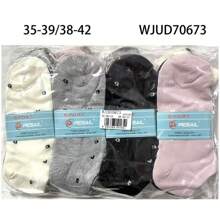 5双高品质100%纯棉弹力纯色心形系列踝袜，舒适贴合，不臭脚。颜色：粉色、浅黄色、卡其色、黑色、灰色。注意：由于每台显示器存在色差，实际产品可能存在差异。尺码随机，但弹性很好，适合3.5-4.2码的日常穿着。 - 彩色 - 查看 2