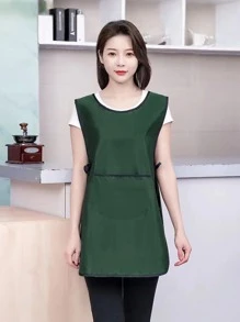 一件防水防油带口袋烹饪围裙，可调节厨房围裙连体衣，烹饪背心，适合家庭、餐厅和咖啡馆使用。 - 彩色 - 查看 6