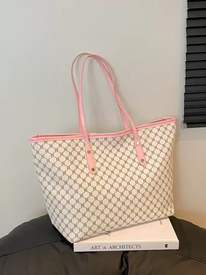 Bolso de hombro con estampado de letra vintage, regalo del Día de la Madre, bolso de hombro de gran capacidad, perfecto para ir al trabajo, bolso de mano para mujer