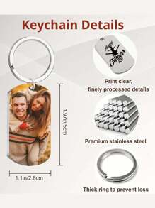 1pc Customized Key Chain With Photo/Text/Dog Tag, Stainless Steel Key Chain, Suitable For Family, Men, Women, Boyfriend, Girlfriend Gift, Father's Day, Mother's Day Gift