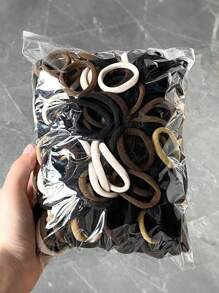 100 pezzi Semplici ed eleganti elastici per capelli da donna, fascia per capelli ad alta elasticità senza danni, accessori per capelli stile coreano nero e marrone, adatti per il ritorno a scuola